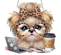 MAXBYE Working Dog Diamond Art Hanging Kits for Adults, Diamond Painting Hanging Ornaments with Chain, DIY Special Shaped Gem Pendant Kits Crystal Art Craft Gifts for Home Wall & Window Decor 20x20cm