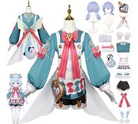 MAXCBD Genshin Impact Sigewinne Cosplay Costume Outfit Game Character Lyney Lynette Uniform Full Set Halloween Party Carnival Dress Up Suit with Hat Tail Wig for Women Girls (M)