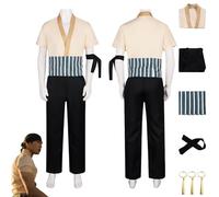 MAXCBD Movie One Piece Roronoa Zoro Cosplay Costume Outfit Role Play Uniform Top Pants Full Set Halloween Party Carnival Dress Up Suit with Earrings for Men Boys (XL)