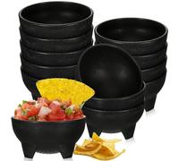 Maxcheck 12 Pcs Salsa Bowls for Party 4.5" Diameter, Plastic Mexican Salsa Bowls Guacamole Cute Chips and Food Serving Dish for Party Fiesta Chip Dish food Candy(Black)