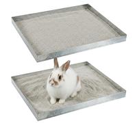 Maxcheck 2 Pack Galvanized Steel Litter Pan 36 x 30 x 2.75 Inch Heavy Duty Rabbit Tray Pan Waterproof Litter Waste Tray for Rabbit Hutches, Pet, Feeding Trays
