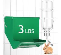 Maxcheck 2 Pack Rabbit Feeder and 12 oz Water Bottle for Cages Pet Food Water Dispenser with Lid Metal Feeders Outside for Guinea Pig Hamsters Chinchillas Gerbils and Other Small Animals (3 Lbs)