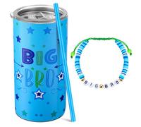 Maxcheck 2 Pcs Big Brother Gift 12 oz Big Brother Cup Stainless Steel Mug Blue Vacuum Insulated with Leak Proof Lid and Straw Bracelet for Little Boy Xmas Gifts