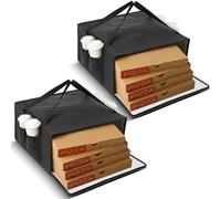 Maxcheck 2 Pcs Insulated Food Delivery Bag with 4 Cup Holders, 20" x 20" x 8" Pizza Warmer for Carry Hot, Large Capacity Grocery Bag Reusable Warming Food Catering Carrier for Commercial Travel