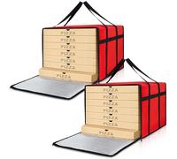 Maxcheck 2 Pcs Insulated Pizza Delivery Bag 24 x 24 x 14 Inch Pizza Warmer Bag Carrier Reusable Insulated Cooler Boxs Winter Food Delivery Carrier for Personal and Professional Use (Red)