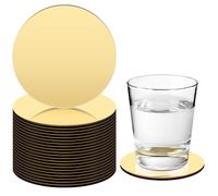 Maxcheck 24 Pcs Gold Silver Stainless Steel Coasters Bulk 4 Inches Metal Mirror Round Modern Coasters for Wedding Drinks Coffee Table Glass Mug Cup Teacup Party Supplies (Gold)