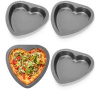 Maxcheck 3 Pieces Heart Shaped Cake Pans 8 Inch Valentine's Day Heart Pizza Pan Carbon Steel Flat Mold for Cookie Cake Home Oven Baking Birthday(Grey)