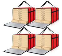 Maxcheck 4 Pcs Insulated Pizza Delivery Bag 20 x 20 x 14 Inch Pizza Warmer Bag Carrier Reusable Insulated Cooler Boxs Winter Food Delivery Carrier for Personal and Professional Use (Red)