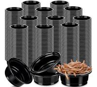Maxcheck 500 Pcs 0.5 oz Gecko Feeding Cups Small Gecko Food and Water Cups Reptile Feeding Bowls Plastic Bearded Dragon Food Bowl for Lizard Small Pet Ledge Accessories (Black)
