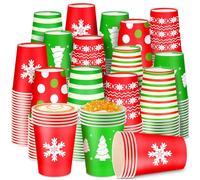 Maxcheck 600 Pieces 8 oz Christmas Disposable Cups Christmas Paper Coffee Cups for Hot Cold Beverage Chocolate Tea Cocoa, Xmas Holiday Table Decorations
