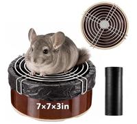 Maxcheck Ceramic Chinchilla Corner Litter Box Set for Small Pets, Chew Resistant Trainer Tip-Proof 7" Round Litter Pan with Stainless Steel Grid Plastic Bags for Hamster, Hedgehog, Gerbil, Ferret