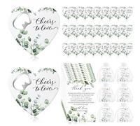 Maxcheck Wedding Thank You Gifts Bulk Heart Shaped Bottle Opener Cheers to Love Wedding Fridge Magnet Wedding Thank You Card and Organza Bag Bridal Party Gifts for Wedding Favors(25 Sets)