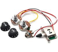 MAXCHEER 3 Pickups Wiring Harness Prewired/5-Way Switch/Jack 1T1V Big 500k Pots/with 6.35 Output/Black Knobs for Electric Guitar