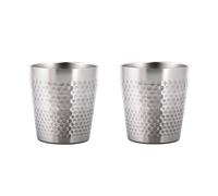 Maxcook 304 Stainless steel Cups 300ml Hammered Metal Drinking Cups Set of 2 Stackable Stainless Steel Cups Double Wall Small Cup for Home Restaurant Party Camping MCB4812
