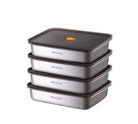 Maxcook 4pcs 316L Stainless Steel Food Container with Lids, Metal Food Container Bento Box, Snack Container set with Lid,Dishwasher & Freezer Safe Rectangular 1600ml*4pcs MCFT9526