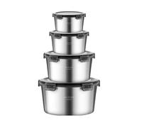 Maxcook Set of 4pcs 316SS Round Food Container With Lid （400/600/1100/2200ml）MCFT4809