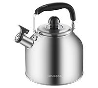MaxCook Whistling Tea Kettle, 18/8 Food Grade Stainless Steel Teapot, Composite Process Bottom Anti-scalding Handle, Suitable for Various Stovetops, 4.2 Quart