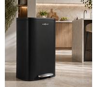 MAXCRAFT Pedal Bin/Trash Can 50L - Rubbish and Waste Bin with Soft-Close Lid and Inner Bucket - Steel Garbage Can Waste Pedal Recycle Bin Dustbin Rubbish with Lid in Black