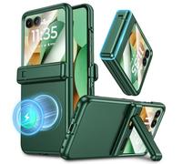 Maxdara for Motorola Razr 2025/2024 Magnetic Case with Built-in Screen Protector, for Moto Razr 2025/2024 Kickstand Case [Compatible with MagSafe], Support Wireless Charging, Green