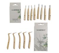 Maxdent Premium Interdental Brush Set, eco-Conscious Bamboo Handle, Offers 5 Sizes, Straight and Angled bristles for deep Cleaning Between Teeth, Soft bristles, Travel-Friendly Design, 13 Pieces