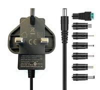 MAXDIGI DC Power Supply 12V 1A, AC 100-240V to DC Power Cable Transformer Wall Charger Replacement UK Plug 1.2m, 5.5mm x 2.1mm for Led Strips, CCTV Camera,Cisco Routers,Hubs,scanner,radio + 7 Tips