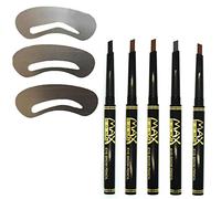 Maxdona Waterproof Retractable Long Lasting Professional Eyebrow Shaping Pencil Eye Brow Template Liner Shape Kit + 3 Stencils (Dark Brown)