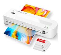 MAXDONE Laminator Machine A4 Laminators - Thermal and Cold A4 Laminator Machine with 50 Laminating Pouches, Laminating Machine 80-125 Mic and 90-s Warm Up A4/A5/A6 for School Home (White)