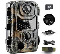 MAXDONE Wildlife Camera 4K 32MP Trail Camera with Night Vision Motion Activated, No Glow 940nm IR LEDs 0.2s Trigger Speed IP66 Waterproof Garden Camera with 32GB SD Card for Wildlife Monitoring