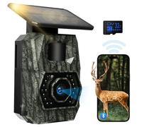 MAXDONE Wildlife Camera WiFi Bluetooth, 48MP 30FPS Solar Trail Camera with Night Vision Motion Activated, 0.1s Trigger Speed, IP66 Waterproof, Built-in 5200mAh Rechargeable Battery for Garden Monitor