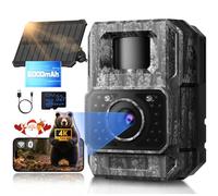 MAXDONE Wildlife Camera WiFi Bluetooth - 4K 64MP Solar Infrared Trail Camera with Night Vision Motion Activated, IP66, 0.1s Trigger, 6000mAh Built-in Battery Rechargeable for Garden Monitoring