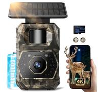 MAXDONE Wildlife Camera WiFi Solar - 4K 64MP Trail Camera with Night Vision Motion Activated, 0.1s Trigger Garden Cameras Built-in 6000mAh Battery Rechargeable, Waterproof IP66, 64GB SD Card