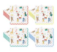 Maxdot 100 Pcs Animal Parade Theme Napkins 6.5", Scalloped Edges | Disposable Paper Napkins with Giraffe Elephant Lion, Jungle Safari Parade Theme for Zoo Theme Party, Birthday Baby Shower