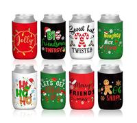 Maxdot 16 Pcs Christmas Can Cooler Sleeves Funny Hohoho Beer Can Cooler Winter Reusable Beer Covers for Soda Beverages Xmas Party Supplies, 4.1x5.2 Inches
