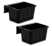 Maxdot 2 Pcs 17 Quart Rubber Horse Hook Feeders Over Hanging Fence Feeder Heavy Duty Mountable Rubber Feed Bucket for Farm Stalls Pasture, Stable to Feed Horses Sheep Cattle Cows Etc