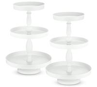 Maxdot 2 Pcs 3 Tier Cupcake Stand Holder, Round Cupcake Stand Serving Tray, Metal Tiered Tray Pastry Dessert Cake Tower Display Stand for Baby Shower Tea Party, Wedding and Birthday (White)