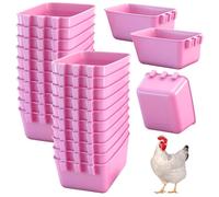 Maxdot 20 Pcs Cage Cups Chicken Feeder Waterer 16 oz Birds Feeders Hanging Bunny Cage Chicken Water Bowl for Pet Parrot Rooster Parakeet Gamefowl Poultry Pigeon Wire Hutch (Pink)