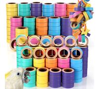 Maxdot 240pcs Fatty Bagel Bird Toys Bulk for Parrots 1.85inch Cardboard Chewing Shredding Foraging Foot Toys for Medium Large Birds African Grey Cockatoos Macaws Eclectus Parrot 6 Colors Bird Safe