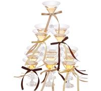 Maxdot 30 Sets A Tini Bit Older Birthday Party Supplies 5 oz Espresso Martini Glasses Plastic Mini Champagne Tower with Bows for Espresso Martini Bachelorette Decoration Tiny Bar(Coffee, Khaki, Beige)