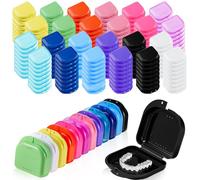 Maxdot 300 Pack Retainer Case with Vent Holes Orthodontic Mouth Guard Case 12 Colors Denture Container Multicolor Dental Storage Box for Travel Dentist Office