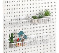 Maxdot 4 Pcs Pegboard Baskets with Hook, Compatible with Ikea Skadis Peg Board, Wall Bins and Baskets Storage Box Containers Accessories for Home Garage Office, 11 x 5 x 3 Inches (White)