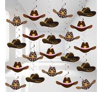 Maxdot 42 Pcs Western Cowboy Party Decorations Wild West Hanging Swirl Cowboy Hat Ceiling Streamers for Adults Cowgirl Boys Birthday Party Decorations Supplies(Classic Style)