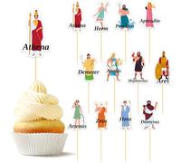 Maxdot 48 Pcs Greek Gods Cupcake Toppers Greek Mythology Birthday Party Decorations Gods Figurines Cupcake Picks for Ancient Myths and Legends Party Supplies