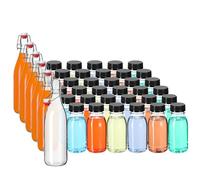 Maxdot 6pcs 25 oz Swing Top Glass Bottles with Airtight Stopper Lids 36 Pcs 7 oz Plastic Empty Juice Bottles with Caps Swing Brewing Drink Containers for Homemade Juices Milk Smoothies Tea Beverages