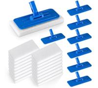 Maxdot 8 Pcs Scrub Pad Holder Threaded Swivel Pad Holder with Pads, Heavy-Duty Joint Scouring, Versatile for Commercial Cleaning, Blue 9 x 3.75 Inch