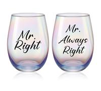Maxdot Christmas theme Gifts for Lesbian Mrs Right Mrs Always Right Engraved Rainbow Wine Glasses for Lesbian Couple Wedding Gift Engagement Anniversary or Newlywed Gift