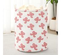 Maxdot Large Pink Chenille Bow Laundry Basket 20"x 15"x 15" Girls Laundry Hamper 60L Canvas Storage Tall Dirty Clothes Hamper for Baby Kids Nursery Room Bedroom Living Room Decor Dorm Clothes Toys