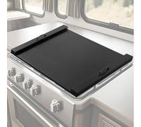 Maxdot Rv Stove Cover, Solid Wood Noodle Board for Gas & Electric Stoves, 16.9" x 20" Black Stove Top Cover for Kitchen Counter Space, Extra Thick Kitchen Sink Board with Handles