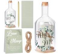 Maxdot Wedding Guest Book 50 Paper Leaves for Message with Gold Pen Bridal Shower Accessories Wedding Party Alternative Guest Book in a Bottle with Cork Stopper Paper Scroll Message for Newlyweds