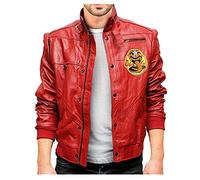 MAXDUD Men’s Cobra Red & Black The Karate Kid Johnny Bomber Leather Jacket