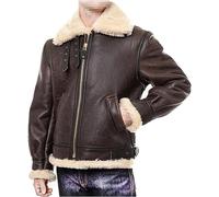 MAXDUD Men’s Superhero Gamer Leon Bomber Faux Fur Shearling RE4 Leather Aviator Jacket for Men